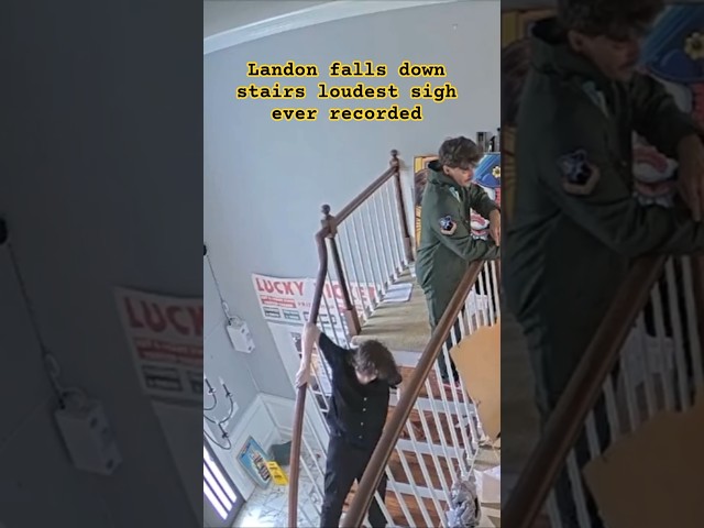 Landon falls down stairs & sighs very loud - Fishtank live season 5 day 23