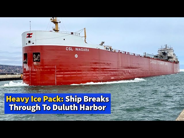 ⚓️ Heavy Ice Pack: Ship Breaks Through To Duluth Harbor