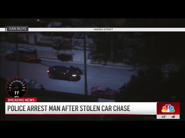 Police arrest man after stolen car chase in Van Nuys