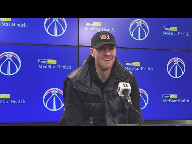 Kristaps Porzingis after the Washington Wizards lose to the New Orleans Pelicans