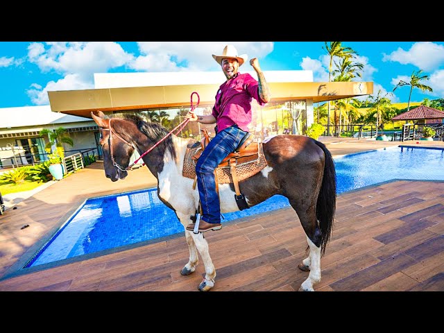 MEU CAVALO GIGANTE CHEGOU NA FAZENDA 🐴🤠
