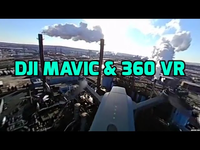 360 VR Camera mounted on DJI Mavic Pro over Steel Mill
