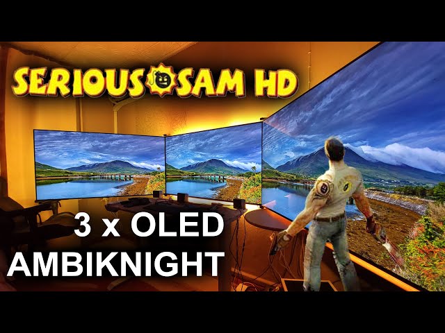 Serious Sam on 3 x OLED + Ambiknight