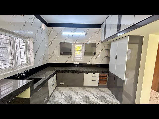 Big Modular Kitchen Design🔥🔥 with Grey & White Combo Modular Kitchen 