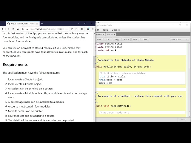 BlueJ - Getting started with App03 (StudentGrades)
