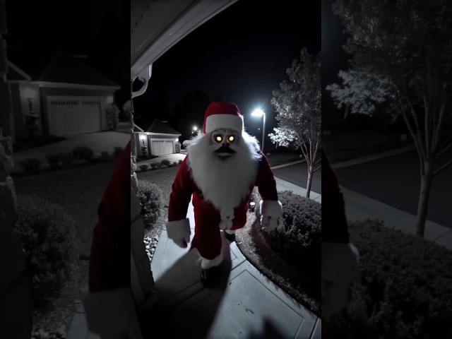 Terrifying Santa Claus caught on CCTV #scary #ai #foundfootage #horror