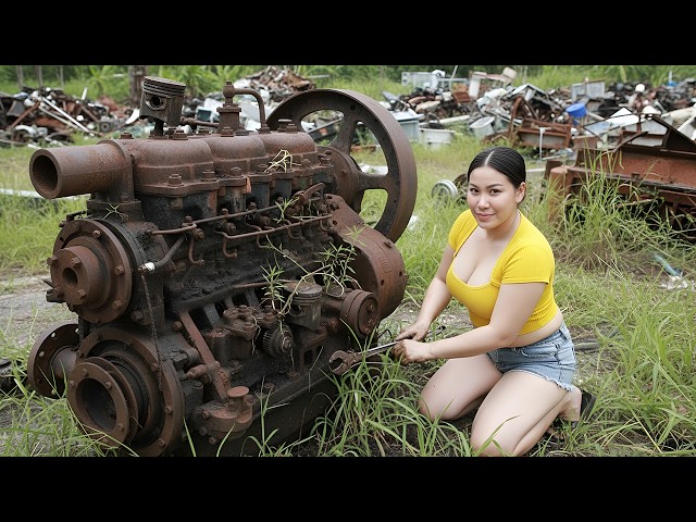 TIMELAPSE: Genius Girl Repairs and Restores an Abandoned Diesel Engine Machine
