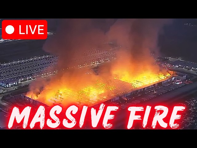 🔴 OUT OF CONTROL: Massive Fire Burns Down Ontario CA Paper Warehouse