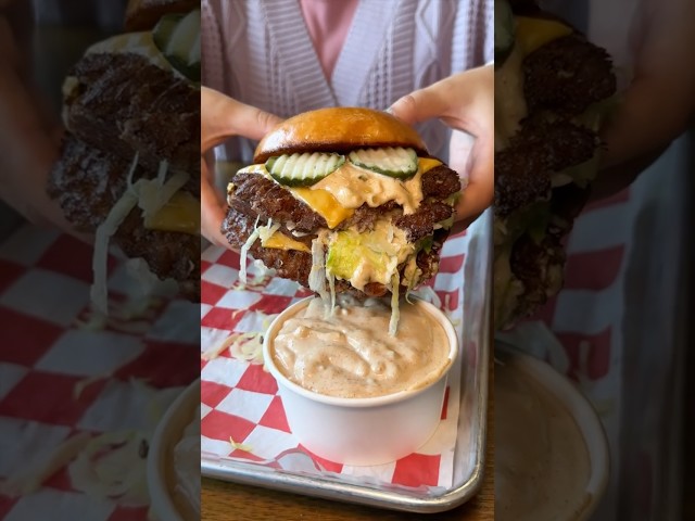 One of the BEST CHEESEBURGERS in all of NJ! The SCHMACC BURGER from Tony Beef! 🍔 WOW! #DEVOURPOWER