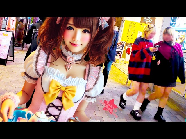 Tokyo Akihabara 🐶 Maid Cafe Town ♪💖 4K Nonstop 1 Hour