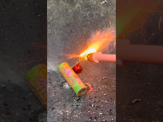 Experiment with Lighting Flower Tar Firecrackers in a Pan! Eid 2026 #experiment #fireworks #shorts