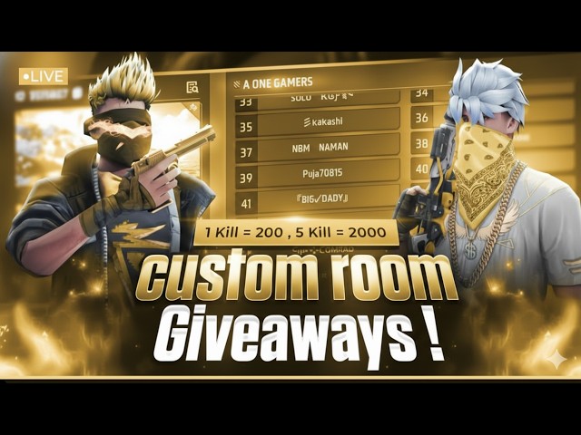 FREE FIRE LIVE CUSTOM ROOM GIVEAWAY | FF LIVE TEAM CODE GIVEAWAY | FF LIVE GIVEAWAY DJ ALOK |FF LIVE