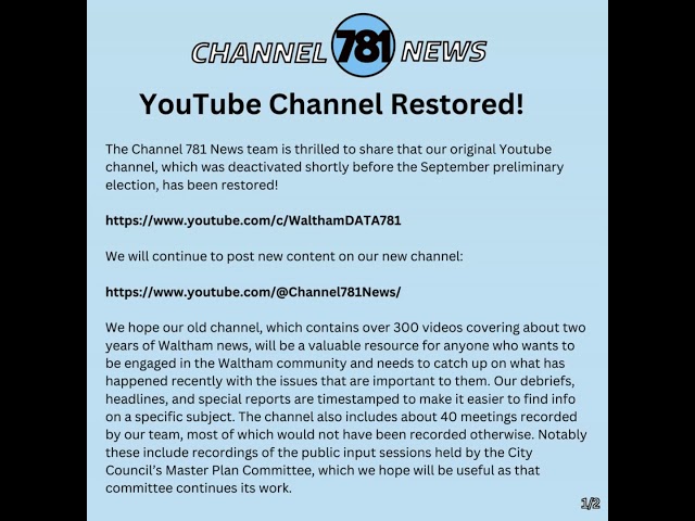 YouTube Channel Restored!