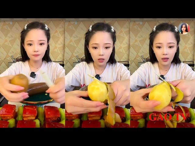 【XIAOYU GAOTV】대창 동파육 새우 족발 중국 먹방 샤오위 실시간라이브편집。EATING SHOW。N01。140922。9