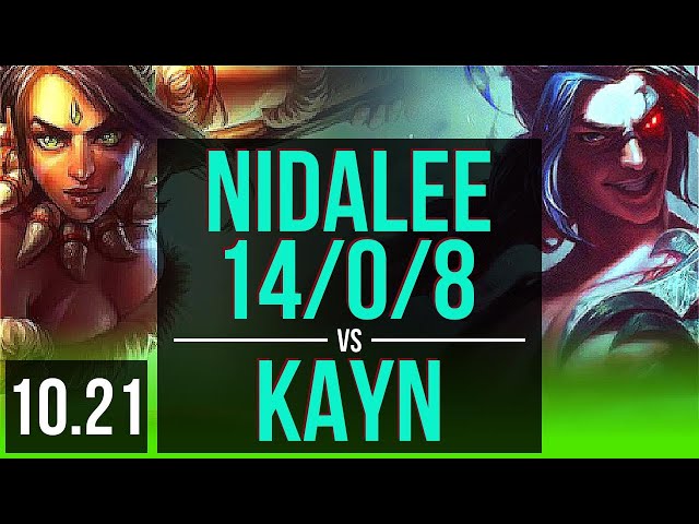 NIDALEE vs KAYN (JUNGLE) | 14/0/8, Legendary, 700+ games, 1.1M mastery | BR Master | v10.21