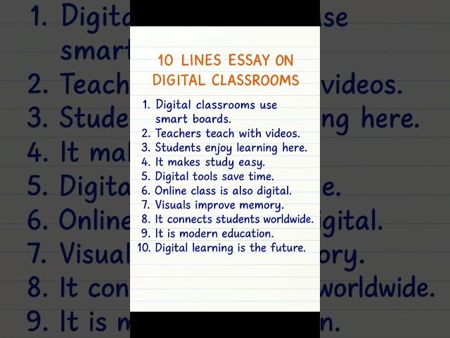10 Lines Essay on Digital Classrooms | Digital Learning Essay | Modern Education for Students