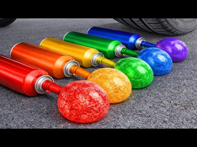 Crushing Experiments Video! &Car vs Crunchy Color Giant Toothpaste Balloons & Soft Things By Car