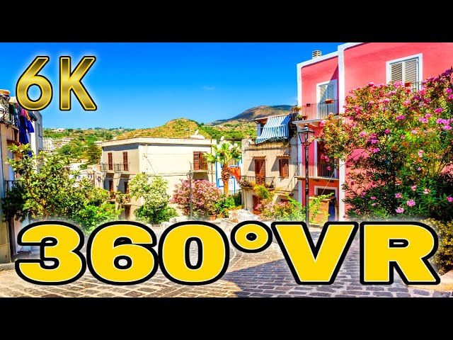360° VR Street Lipari City Walk What To Do Island View Sicily Italy #01 6K 3D Virtual Reality HD 4K