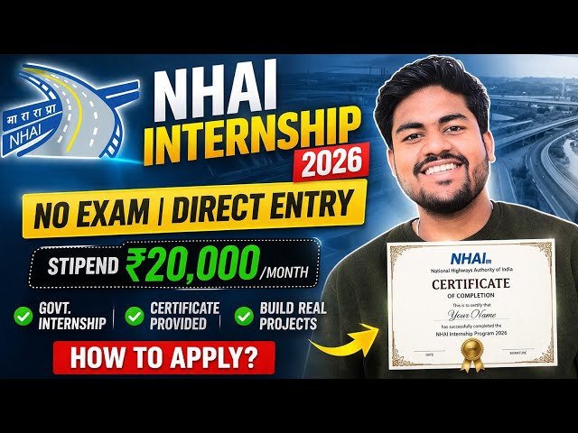 NHAI Summer Internship 2026 for Civil, IT, Law & MBA Students | Step-by-Step Application