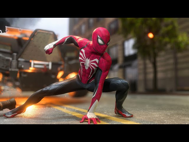 Red and Black Advanced Suit Free Roam in Marvel’s Spider-Man 2! PS5 4K HDR Gameplay