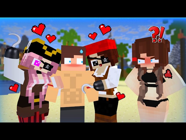 MAIZEN: JJ is Against Island Pirate Girls - Minecraft Animation JJ & JJ Sister & Mikey