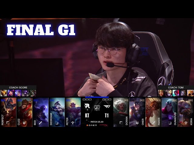 KT vs T1 - Game 1 | Grand Finals LoL Worlds 2025 | T1 vs KT Rolster G1 full