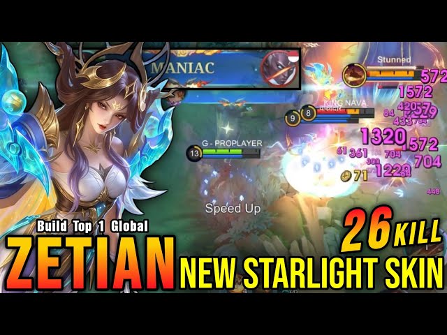 26 Kills + 2x MANIAC!! Sunset Luminance Zetian New STARLIGHT Skin - Build Top 1 Global Zetian ~ MLBB