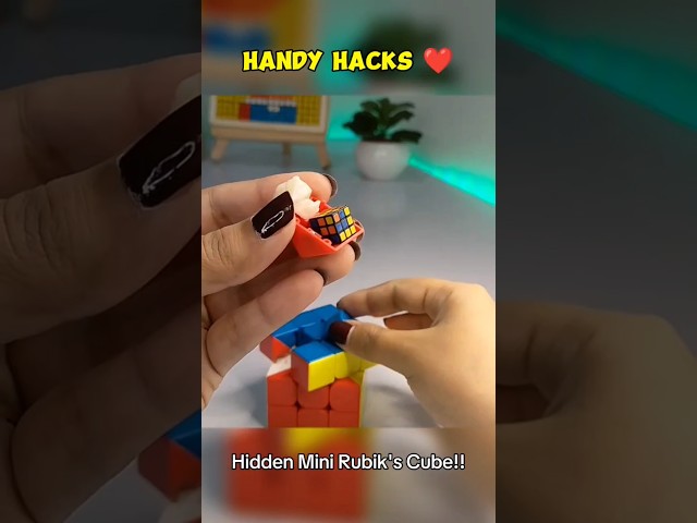 Hidden Mini Rubik's Cube!! 🤔🤯 #shorts #youtubeshorts #handyhacks