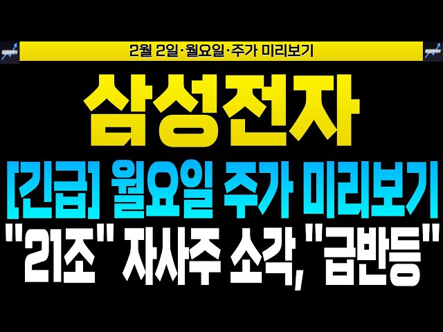 [삼성전자 삼성전자주가 삼성전자주가전망] [SK하이닉스 주가전망]🔴[긴급] 월요일 주가 미리보기 ''21조'' 자사주 소각,''급반등''