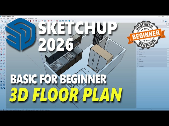 Sketchup 2026 Basic 3D Floor Plan Tutorial For Beginner