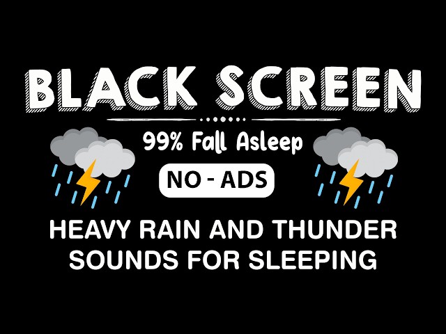 🔴 Heavy Rain and Thunder Sounds for Sleeping - Black Screen | Rainstorm Ambience for Deep Rest