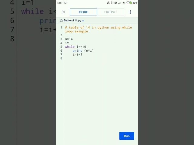 table of 14 in python using while loop example. #shorts #shortsvideo #viral