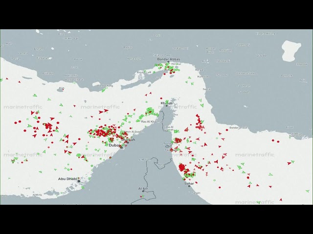 Live ship tracking map showing the Strait of Hormuz