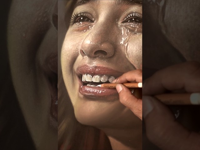 Wow, Realistic Drawing!✨JOY TEARS💖 #artshorts#trendingshorts  #shortsviral#shortsvideo #shorts#short