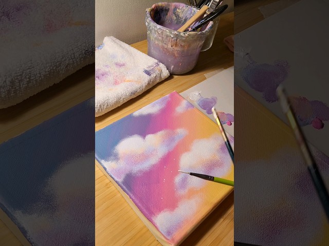 Painting clouds with sponge | Acrylics