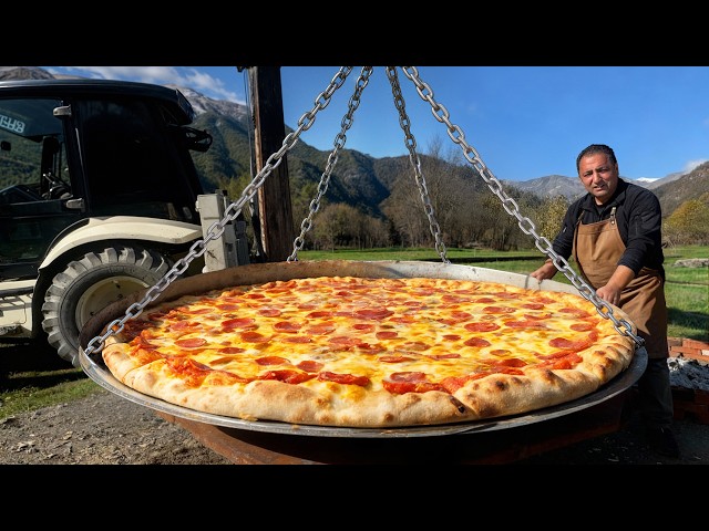 Giant Village Pizza So Big It Needed an Excavator
