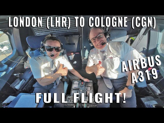LONDON 🇬🇧 (LHR) TO COLOGNE 🇩🇪 (CGN)! FULL FLIGHT IN THE AIRBUS COCKPIT! | 6 cameras! | 4k quality