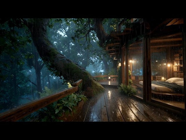 Remote Wilderness Rain 🌧️ Night Cabin Ambience for Anxious Minds