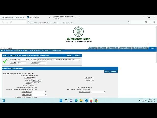 Export Acknowledgement/ Duplicate EXP Reporting