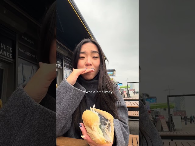 Trying German street food.. 😭 #germany #germanfood #hamburg #Fischbrötchen #foodie #streetfood