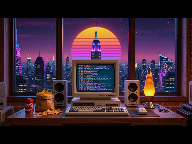 Terminal 1985 Never Sleeps | Retro Synthwave Lofi Coding Stream | Chill Nostalgia Music & 80s Vibes