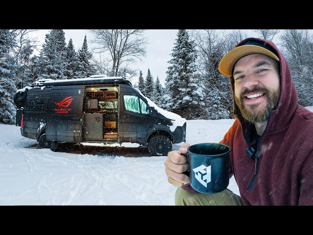 Snowy Vanlife Camping in VERMONT