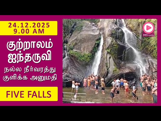 Five Falls | 24.12.2025, 9.00 AM | குற்றாலம் ஐந்தருவி வீடியோ | Kutralam Season Today | KutralamLive