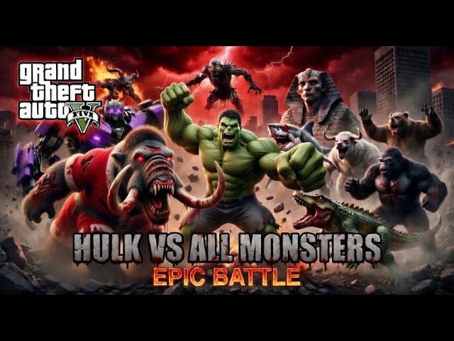 GTA 5 LIVE - HULK VS ALL MONSTERS - EPIC BATTLE DAY 15