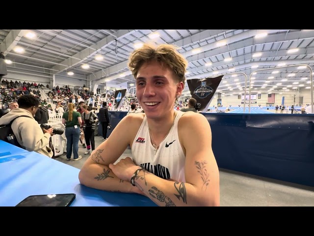 EPIC Marco Langon interview after he goes for broke in men's 5000 at 2025 NCAA Indoors