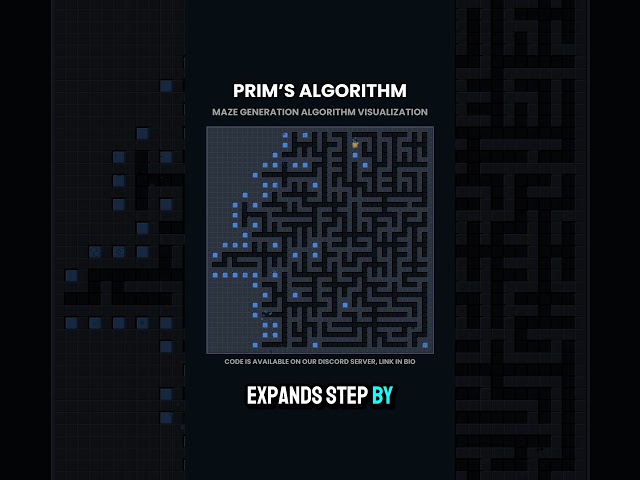 Prim's Algorithm Maze Generation Visualization #computerscience #programming #dev #coding #fyp #maze