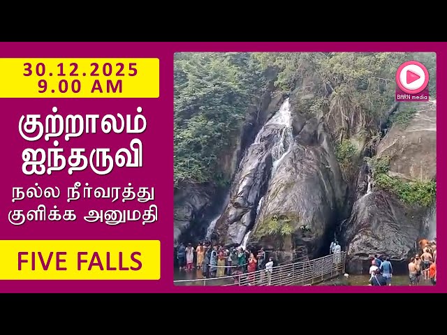 Five Falls | 30.12.2025, 9.00 AM | குற்றாலம் ஐந்தருவி வீடியோ | Kutralam Season Today | KutralamLive