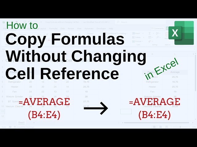 How to Copy Formulas Without Changing Cell Reference in Excel