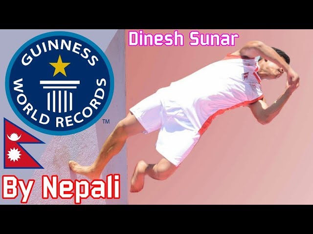 World Records By Nepali - Most Twisting Backflips Off A Wall In One Minute (Parkour) - Dinesh Sunar
