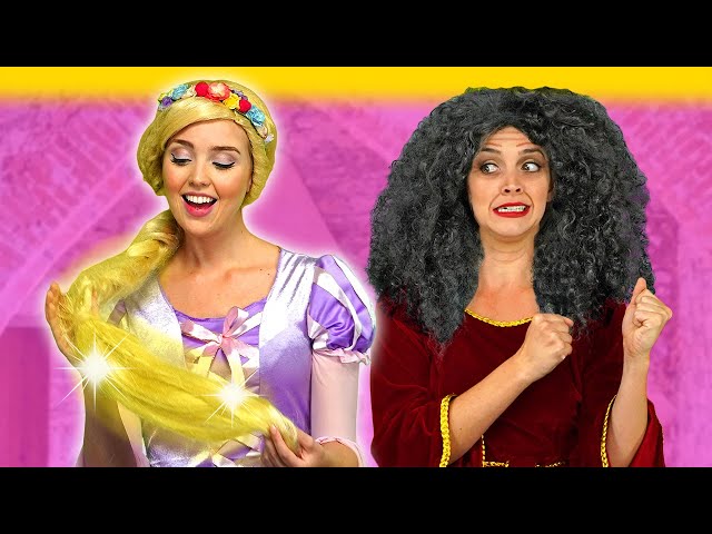 RAPUNZEL’S MAGIC HAIR. (Can Elsa, Jasmine, Snow White and Merida Save her from Mother Gothel?)